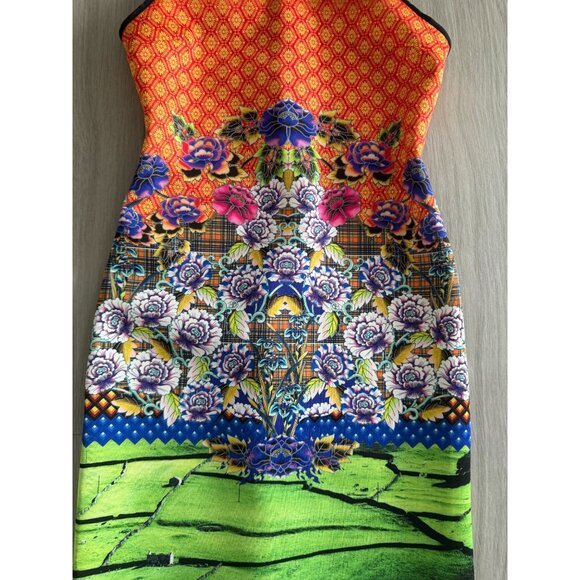 CLOVER CANYON Multicolor Scuba Style Cocktail Dress Size Small - Picture 8 of 10